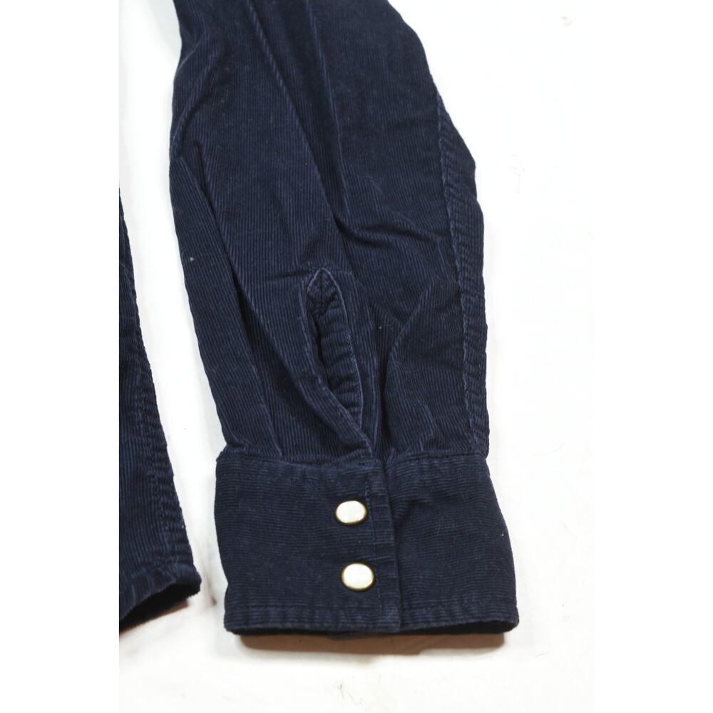 Levis Corduroy Peal Snap Western Shirt Mens Medium Blue Long Sleeve Stretch - Picture 6 of 12